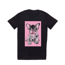 Frenchie Pup T-shirt | Puppy, Pop Art, Frenchie, Street Art, Ink, Pastelpink, Cutepuppy, Petportrait, Painting, Pastelaesthetic 