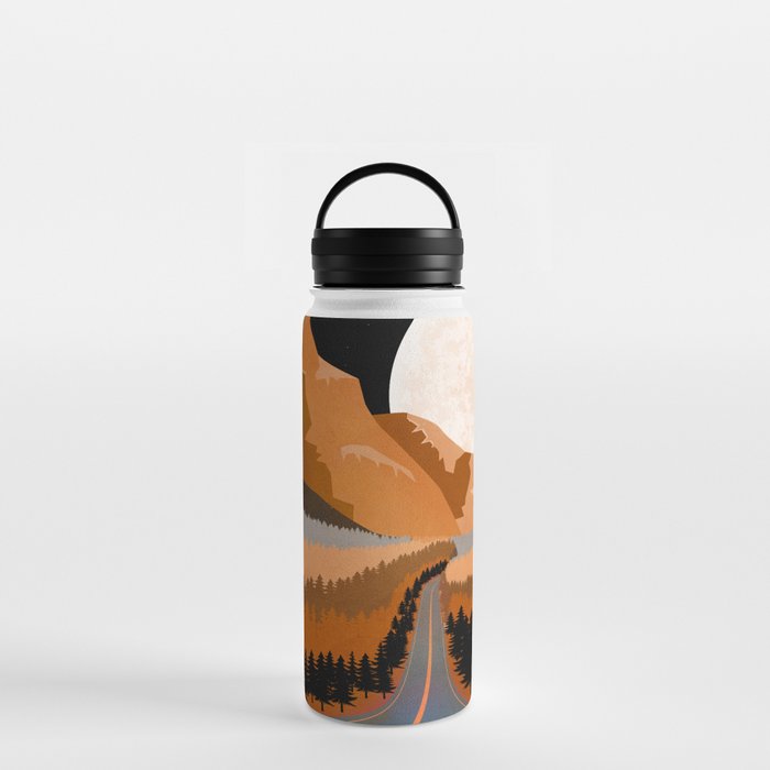 Trough tall pines and mountain peaks Water Bottle