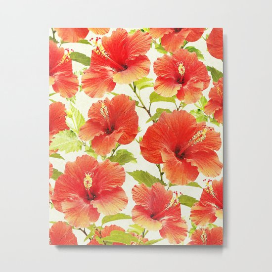 FLORAL PATTERN - HIBISCUS - Metal Print