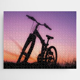 Mountain Bike Silhouette During Sunset Jigsaw Puzzle