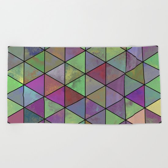Pastel Triangulation - Abstract, textured, geometric painting Beach Towel
