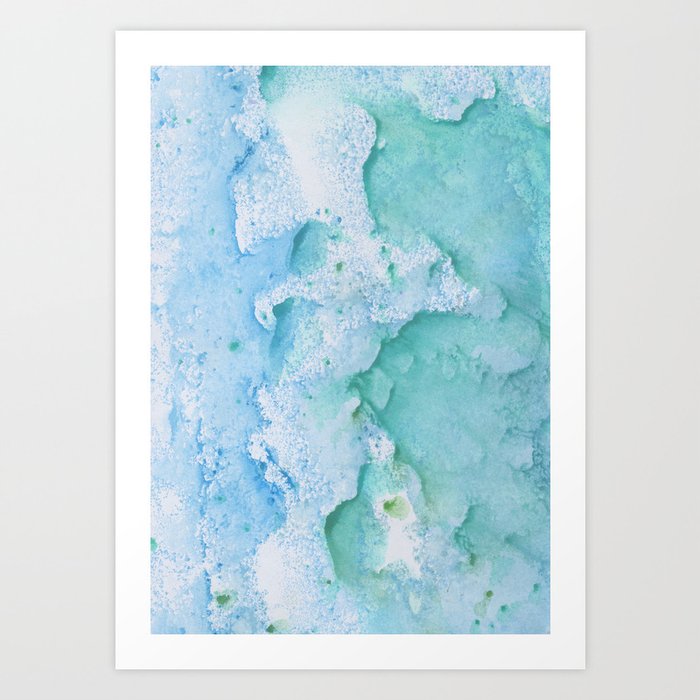 Touching Soft Turquoise Teal Blue Watercolor Abstract #1 #painting #decor #art #society6 Art Print