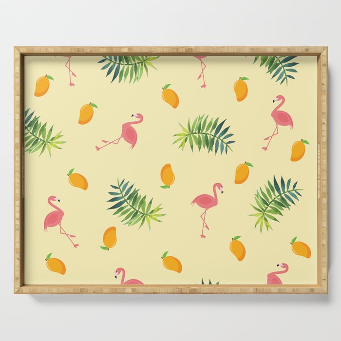 FLAMINGO MANGO TROPICAL LEAF AESTHETIC CUTE PASTEL Serving Tray