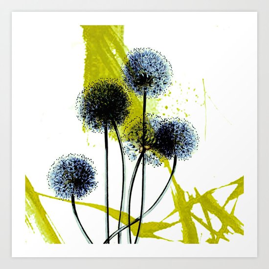 blue dandelion on abstract background Art Print