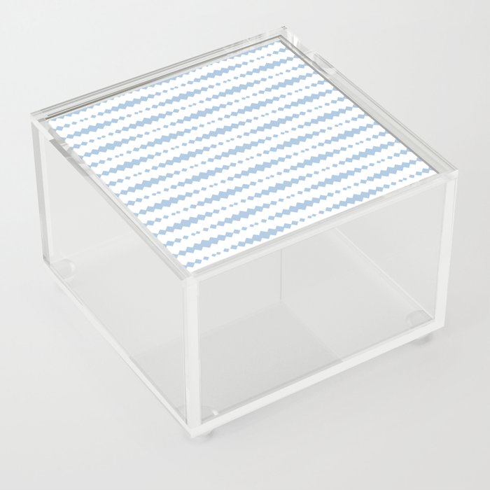 Pale Blue Geometric Horizontal Striped Pattern Acrylic Box