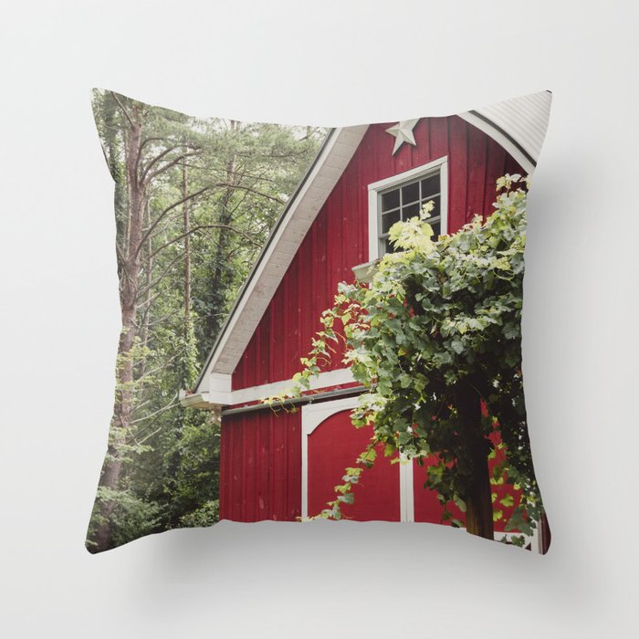 Red Barn 3 Throw Pillow
