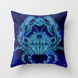 Astrology Horoscope Cancer Zodiac Blue Throw Pillow