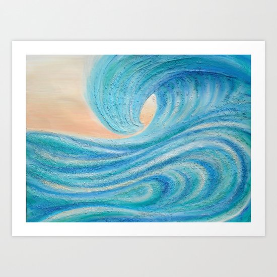 A Wave From It All beach surf art painting Art Print