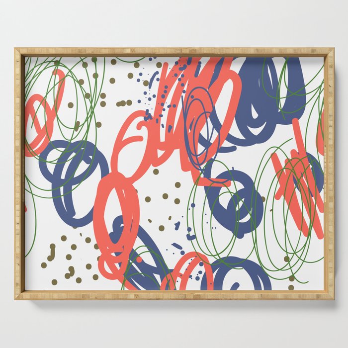 Modern Doodle Abstract Pattern Serving Tray