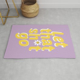 Let That Sh*t Go - Purple Yellow Smiley Flower Area & Throw Rug