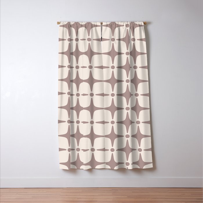 Mid Century Modern Star Pattern Beige Blackout Curtain By