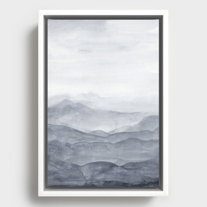 Into the Mountains / Abstract Watercolor Landscape Framed Canvas