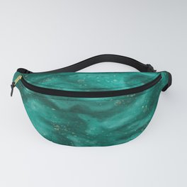 Teal abstract painting, wavy effect texture Fanny Pack