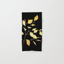 Gold & Black Leaves Hand & Bath Towel