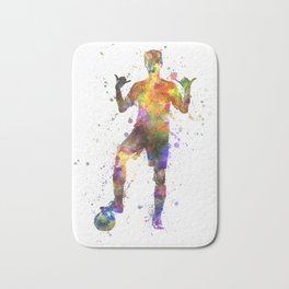 brazilian soccer football player young man saluting  silhouette Bath Mat | Watercolor, Soccer, Cutout, Male, Brazil, M, Casual, Silhouette, An, Soccerplayer 