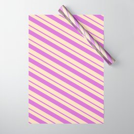 [ Thumbnail: Orchid & Bisque Colored Lines Pattern Wrapping Paper ]