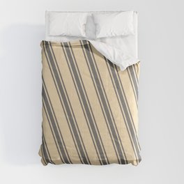 [ Thumbnail: Tan and Dim Grey Colored Striped Pattern Comforter ]
