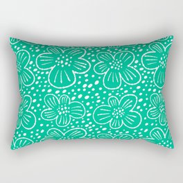 Green monochrome scandi flowers pattern Rectangular Pillow