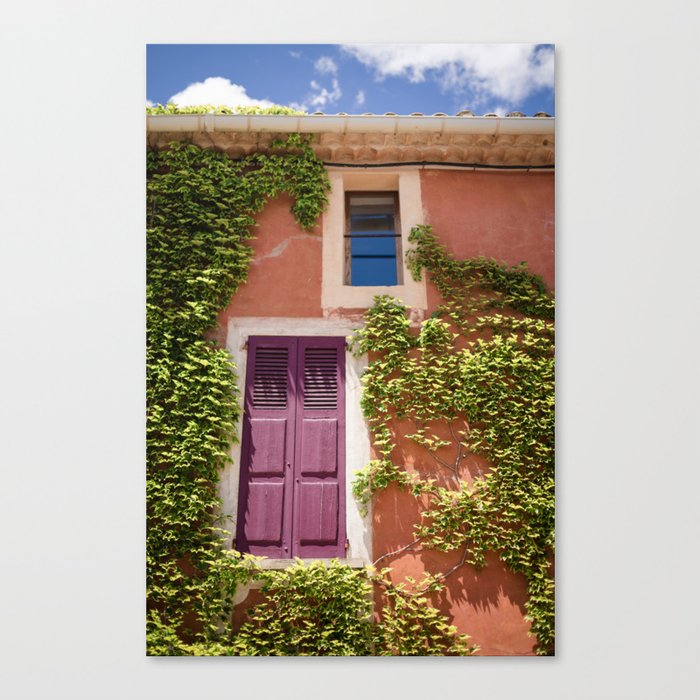 Blue and Pink Window - Roussillon - Vaucluse -France Canvas Print