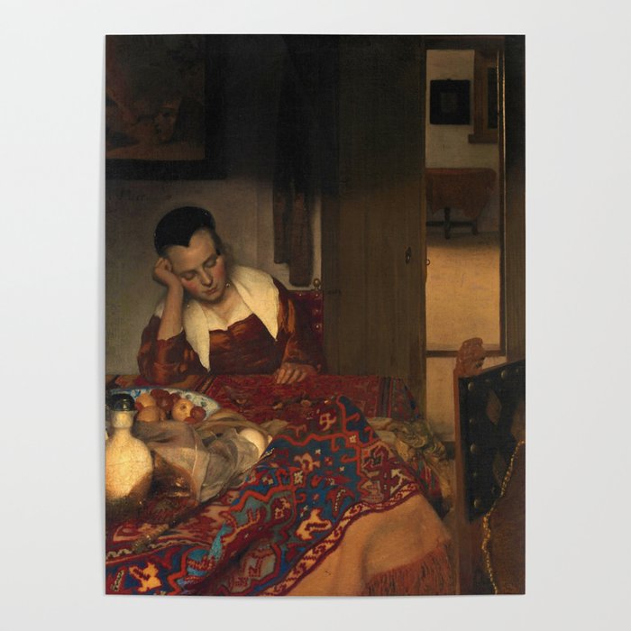Johannes Vermeer "A Woman Asleep at Table" Poster