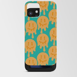 Melted Smiley Faces Trippy Seamless Pattern - Blue and Yellow iPhone Card Case