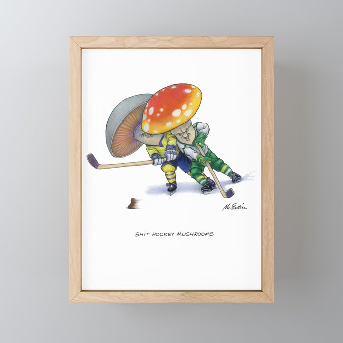 Shit Hockey Mushrooms Framed Mini Art Print