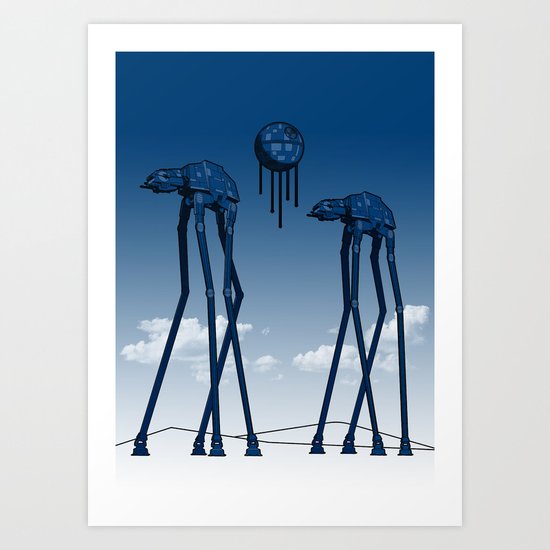Dali's Mechanical Elephants - Blue Sky Art Print
