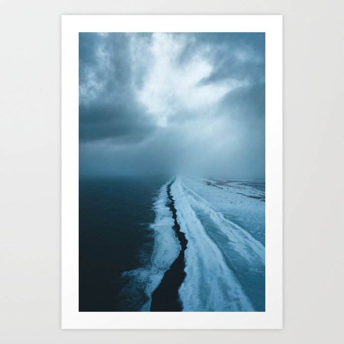 Moody Black Sand Beach in Iceland - Landscape Photography Art Print