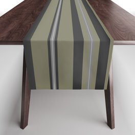 Green and Gray Horizontal Stripe Pattern Pairs Jolie 2022 Color of the Year Sage Table Runner