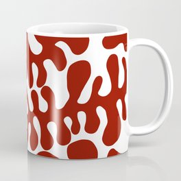 Red Matisse cut outs seaweed pattern on white background Mug