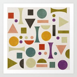 Playful Bauhaus geometric vivid shapes Art Print