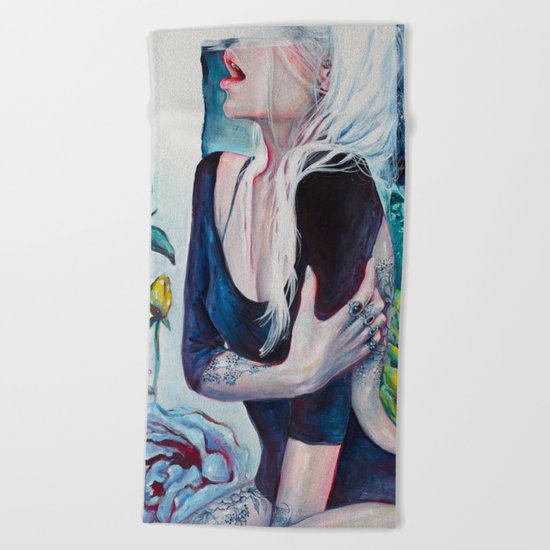 In Her Garden Beach Towel