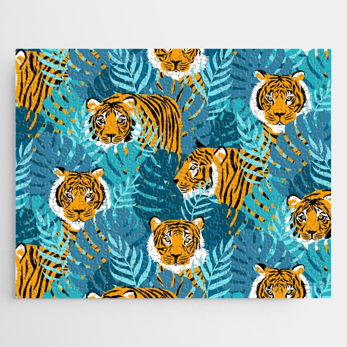 Jungle Tigers - Blue Jigsaw Puzzle