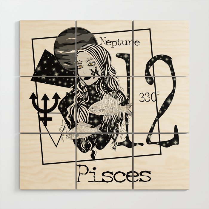 Pisces- Zodiac Sign Wood Wall Art