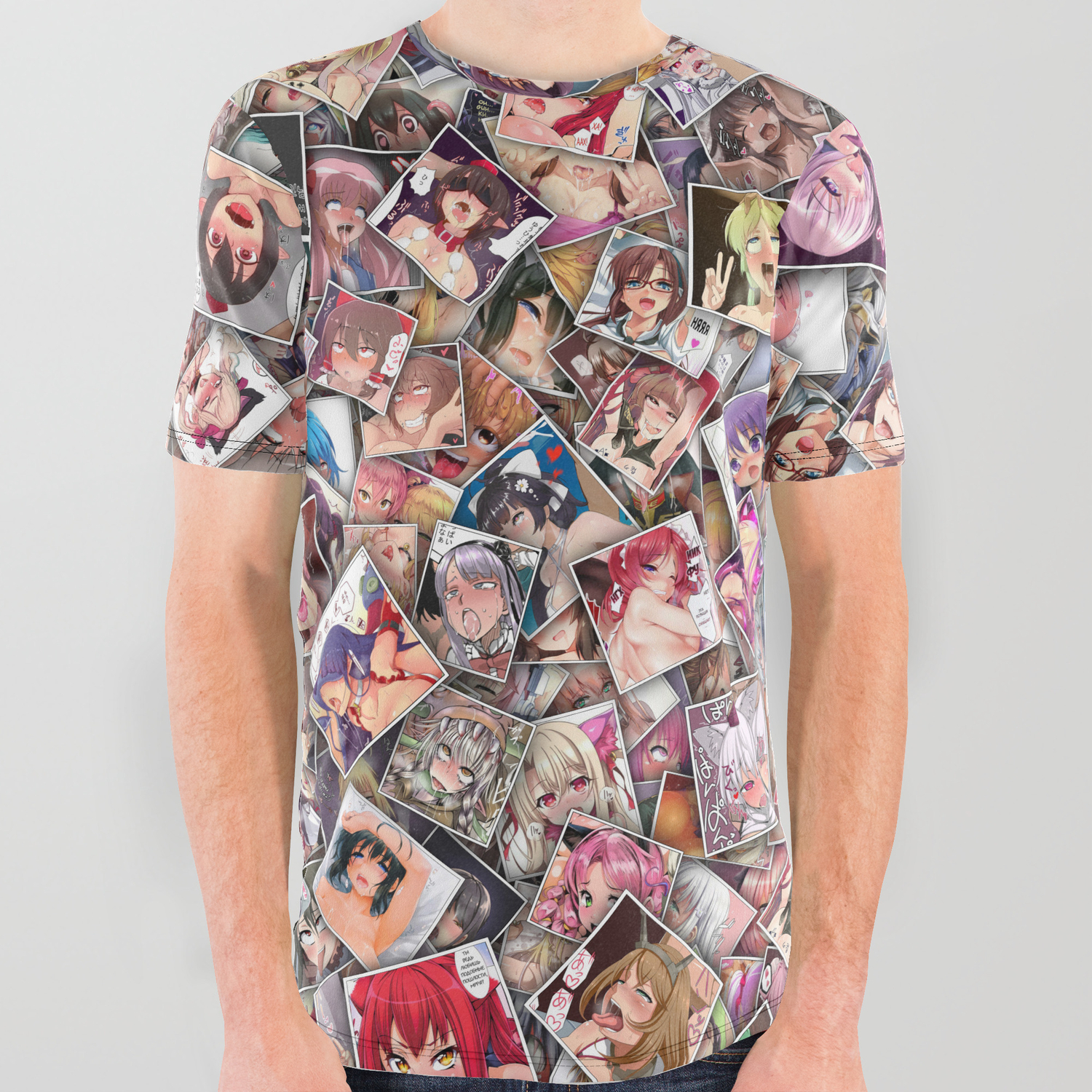 Ahegao Color All Over Graphic Tee By Dima V Society6 The melancholy of haruhi suzumiya mikuru asahina anime, ahegao, black hair, manga png. ahegao color all over graphic tee by dima v