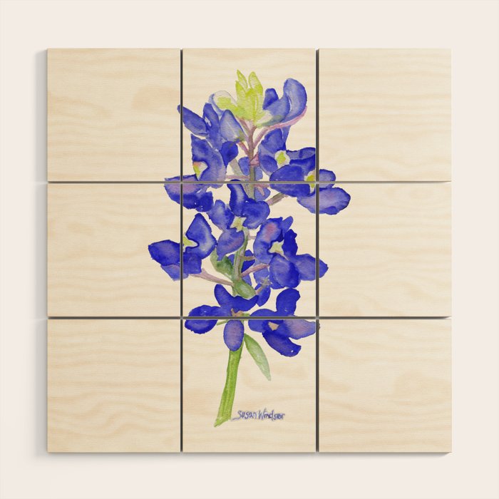 Bluebonnet Watercolor Wood Wall Art By Susanwindsor Society6