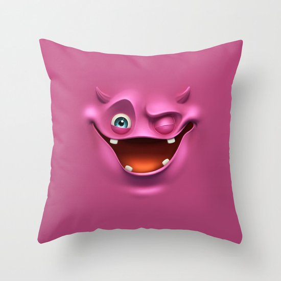Winking face Throw Pillow