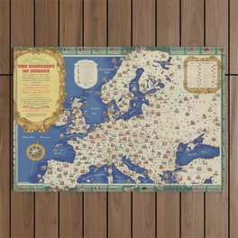4k high definition europe old map Outdoor Rug