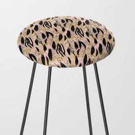 Pretty Black Gold Leaves Foliage Pattern Counter Stool