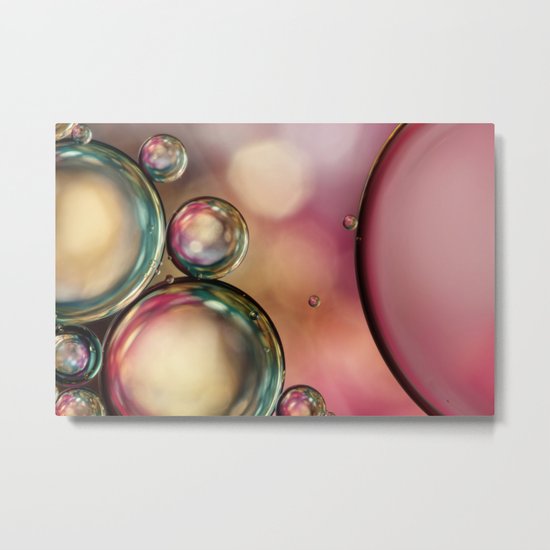 Bubble Abstract with Pink Sparkle Metal Print