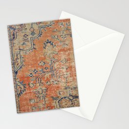 Vintage Woven Navy and Orange Stationery Card