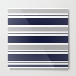 Navy Blue and Grey Stripe Metal Print