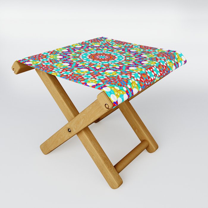 Abstract kaleidoscope pattern background, colorful reflective mirroring background as graphic design element Folding Stool