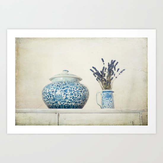 Lavender with Ginger Jar and Jug Art Print