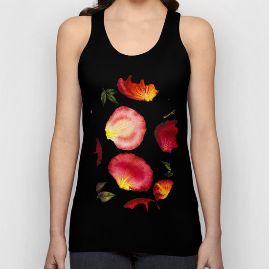 Rose Petal Pattern on Black 01 Unisex Tank Top