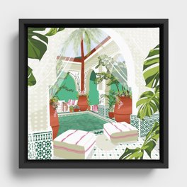 Morocco Riad with Plants Framed Canvas
