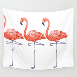 A Colorful Flamingo Triune Wall Tapestry