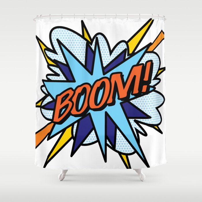 Boom Comic Book Flash Pop Art Cool Fun Graphic Typography Shower Curtain By Thisisnotme Society6 Boom Comic Book Flash Pop Art Cool Fun, Comic Shower Curtain