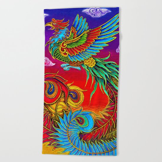 Fenghuang Chinese Phoenix Beach Towel