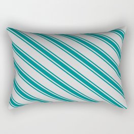 [ Thumbnail: Light Gray & Teal Colored Lined Pattern Rectangular Pillow ]
